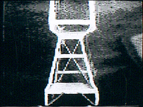 Peer Bode video still from Ladder (with vertical update, camera zoom and pan) 1981
