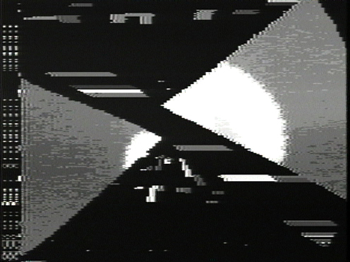 Peer Bode video still from Light Bulb (with circular update, camera zoom +pan +variable clock) 1981